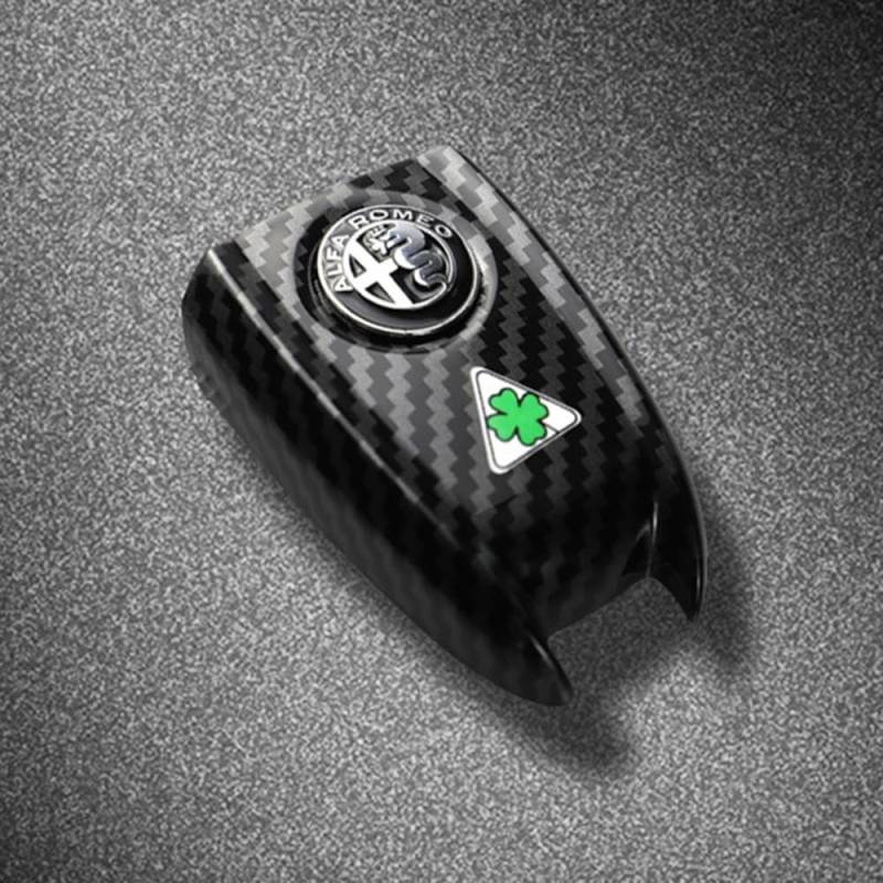 ZUMAHA Auto Schlüsselhülle Fernbedienungen Key Cover für Alfa Romeo Giulia Stelvio Schlüsselgehäuse Schutz Zubehör,Blacklabel-Carbon Fiber2 von ZUMAHA