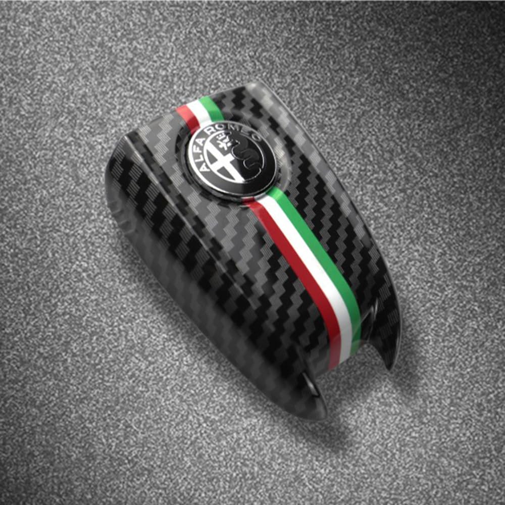 ZUMAHA Auto Schlüsselhülle Fernbedienungen Key Cover für Alfa Romeo Giulia Stelvio Schlüsselgehäuse Schutz Zubehör,Blacklabel-CarbonFiber3 von ZUMAHA