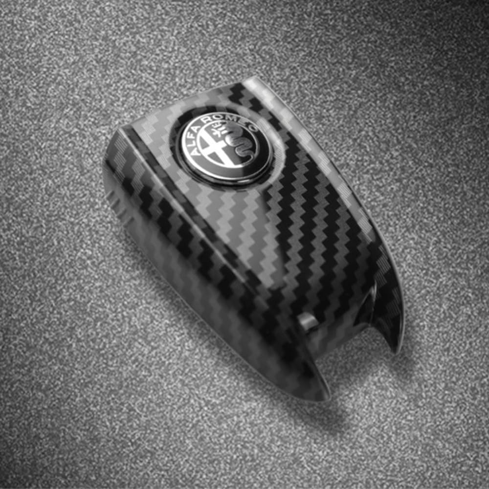 ZUMAHA Auto Schlüsselhülle Fernbedienungen Key Cover für Alfa Romeo Giulia Stelvio Schlüsselgehäuse Schutz Zubehör,Blacklabel-CarbonFiber4 von ZUMAHA