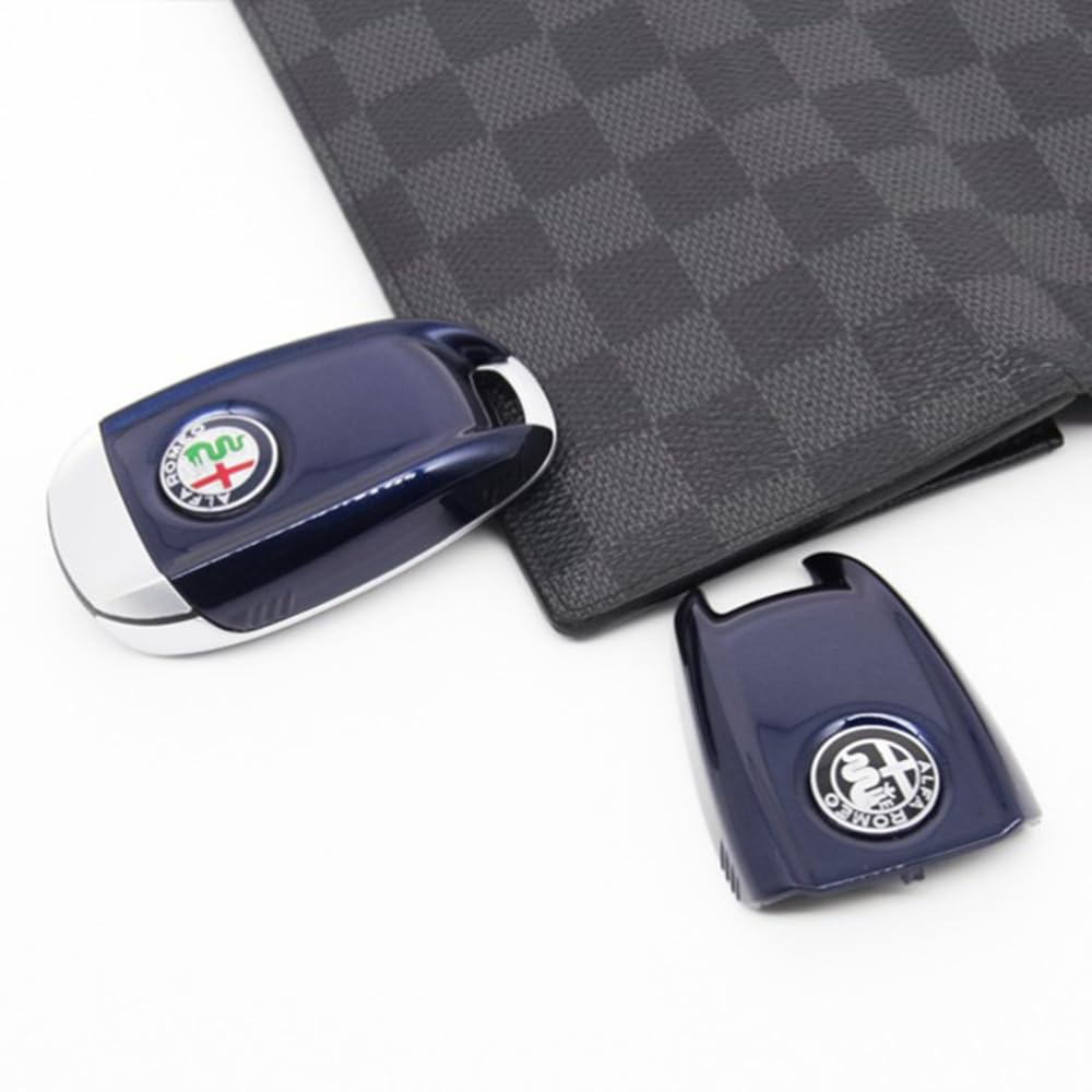 ZUMAHA Auto Schlüsselhülle Fernbedienungen Key Cover für Alfa Romeo Giulia Stelvio Schlüsselgehäuse Schutz Zubehör,Blacklabel-MonteCarloBlue von ZUMAHA