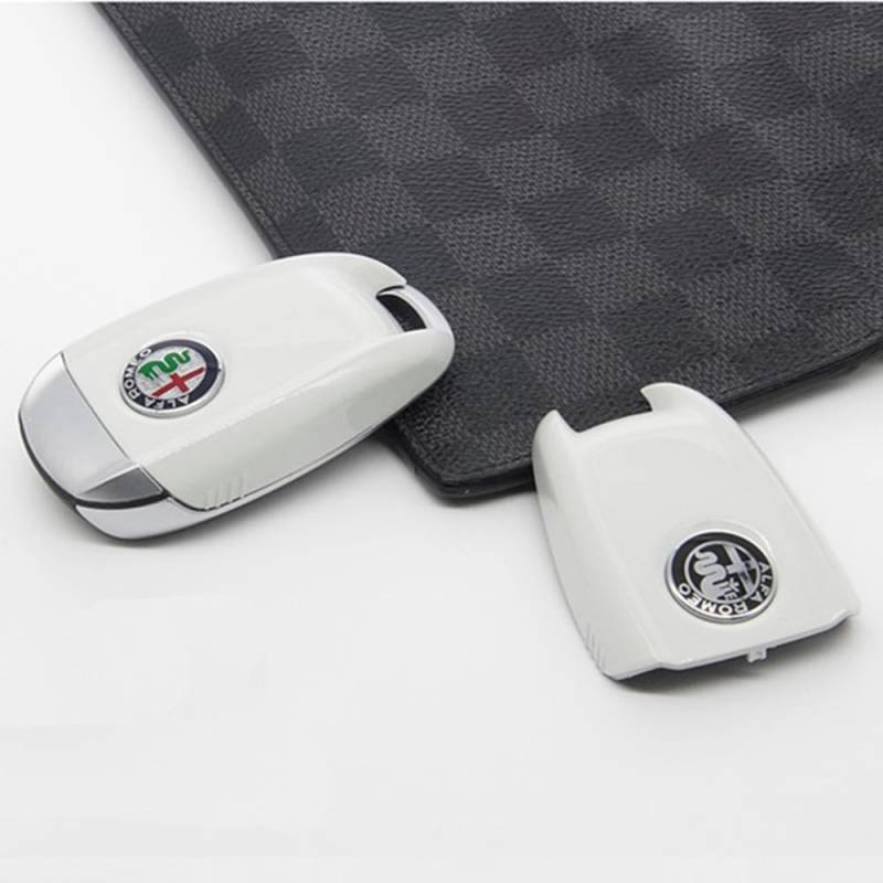 ZUMAHA Auto Schlüsselhülle Fernbedienungen Key Cover für Alfa Romeo Giulia Stelvio Schlüsselgehäuse Schutz Zubehör,Blacklabel-Whitestyle von ZUMAHA