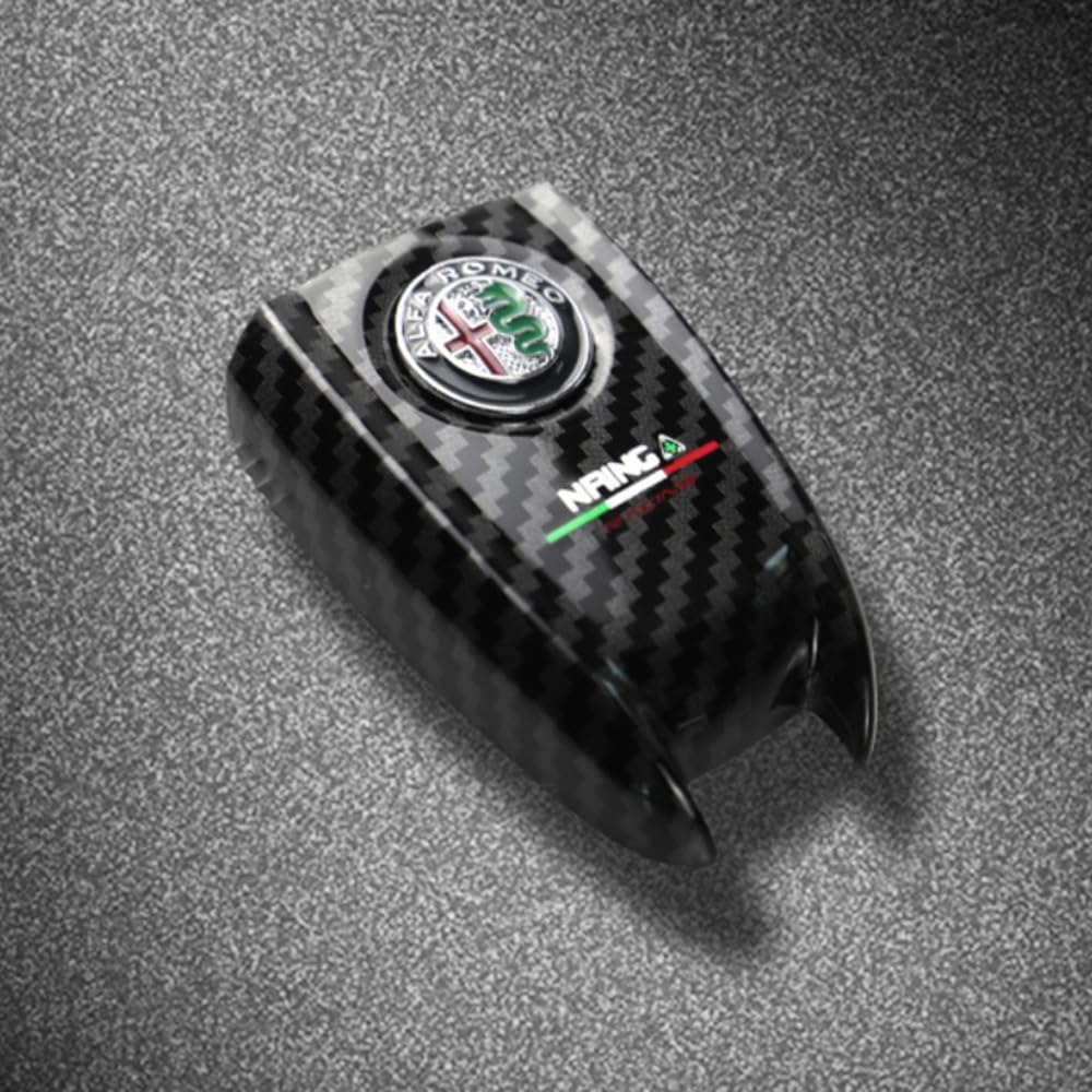 ZUMAHA Auto Schlüsselhülle Fernbedienungen Key Cover für Alfa Romeo Giulia Stelvio Schlüsselgehäuse Schutz Zubehör,Colorlabel-CarbonFiber1 von ZUMAHA