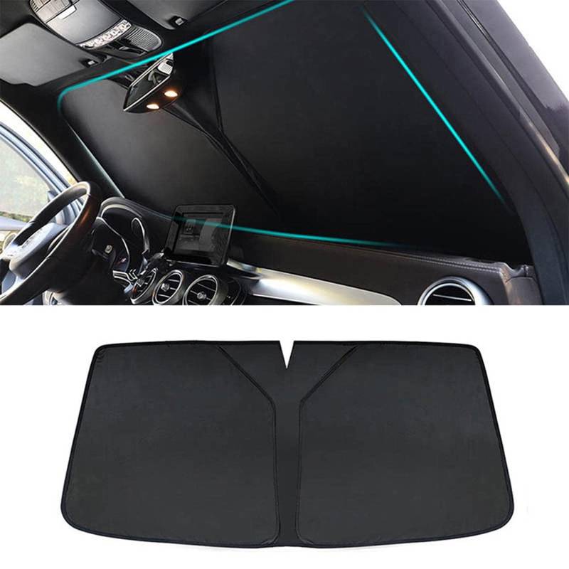 Sonnenschutz Auto Frontscheibe für Mercedes Benz C-Class C180 C200 C220d C300, Sonnenschutz Frontscheibe Innen,Sonnenblende Vorne,Car Windshield Sun Shade,Sun Visor Protector,Black von ZUOBYMBC