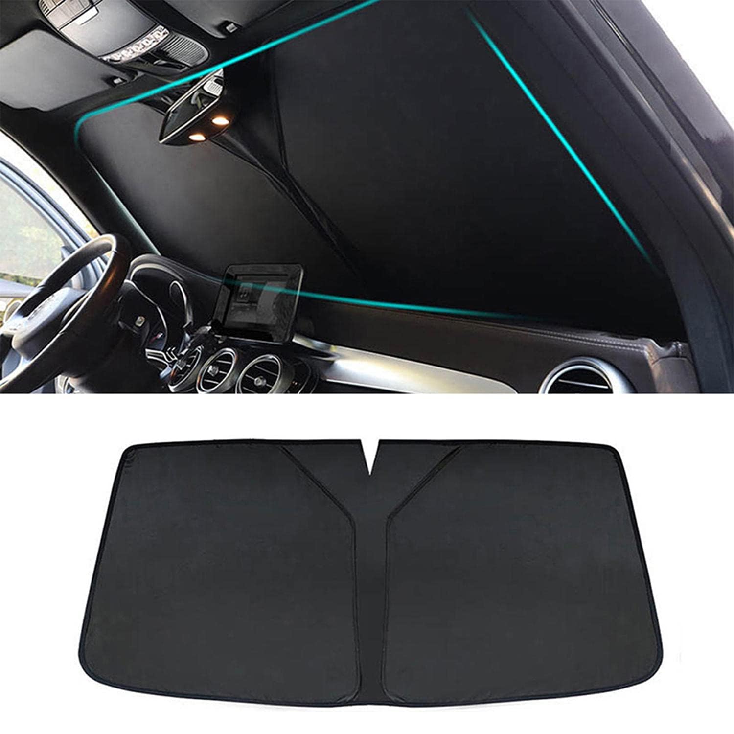 Sonnenschutz Auto Frontscheibe für Mercedes-Benz CLA Shooting Brake (X117) 2016-2018, Sonnenschutz Frontscheibe Innen,Sonnenblende Vorne,Car Windshield Sun Shade,Sun Visor Protector,Black von ZUOBYMBC