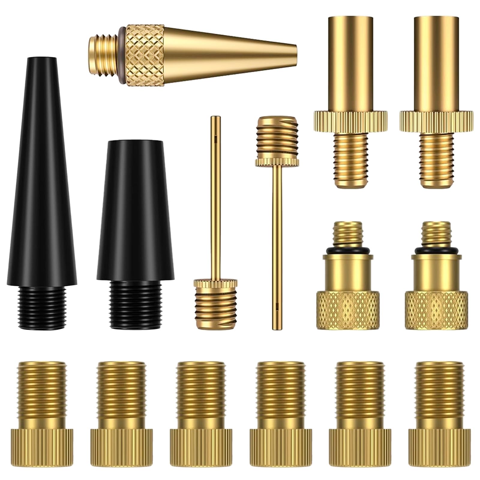 ZUOQIANG Fahrradventil Adapter Set, 15 Stück Französisches Ventil Adapter, SV DV AV Ventiladapter Fahrrad, Luftpumpe Adapter, Fahrradventil Adapter Kompressor für Alle Fahrradpumpe Luftpumpe Ballpumpe von ZUOQIANG