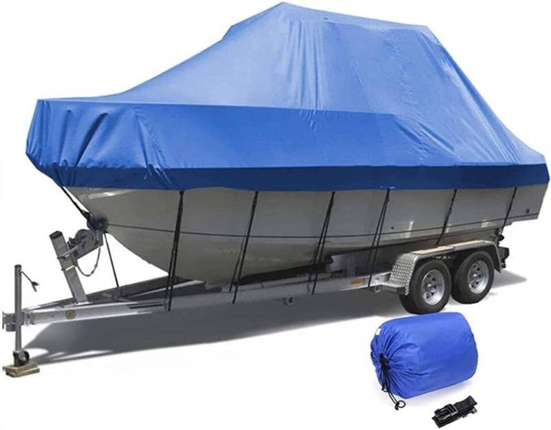 Bootsabdeckung Plane für Boote Wasserdicht & Atmungsaktiv 600D Oxford-Gewebe Wasser- Und Winddichte Abdeckung(Blu,17-19FT) von ZUQOACY