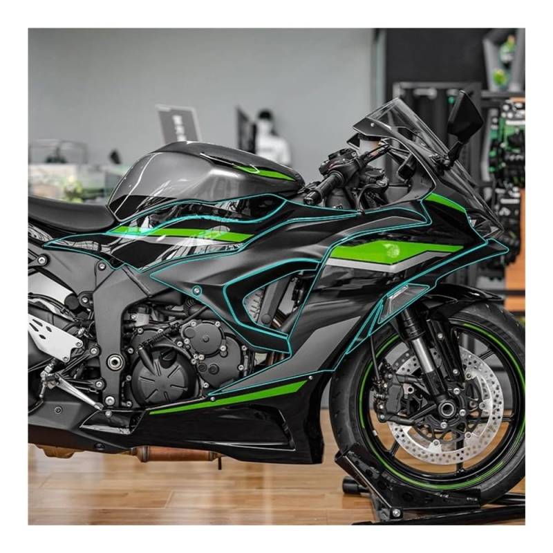 Motorrad Tankaufkleber Aufkleber Für Ka&wasaki ZX-6R Motorrad Ganzkörper Transparente Schutzfolie Verkleidung Kits Von Fahrradzubehör Schutz TPU von ZUYNPOQ