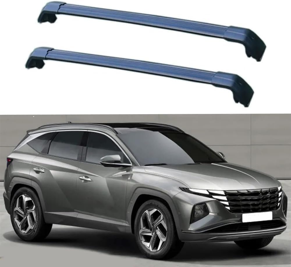 2 Stück Aluminium Dachträger Querstangen für Hyundai Tucson L NX4 SUV 2020-2024, Dachgepäckträger- Alu Relingträger,für Fahrradträger, Dachboxen Oder Als Skihalter,normal-A Black von ZWBC