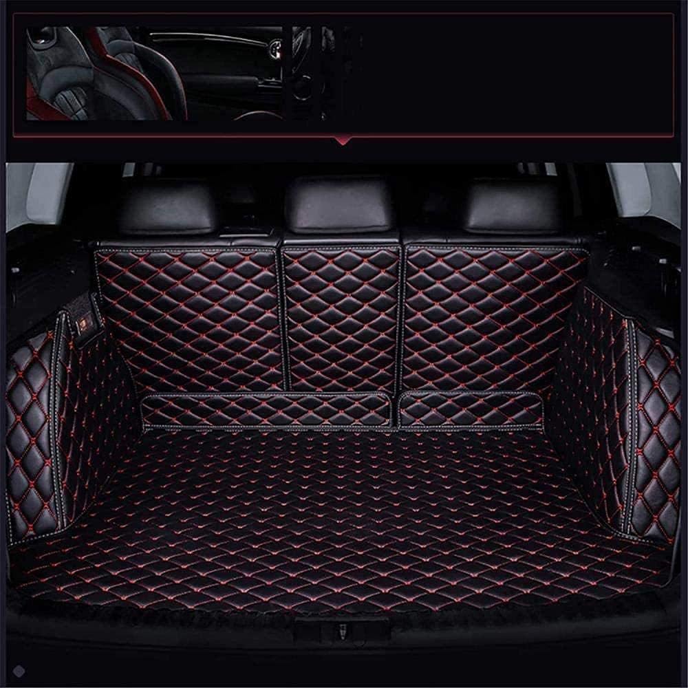 Vollabdeckung Auto Leder Kofferraummatten für Audi A4 B9 Avant/Kombi 2015-2021 2022 2023 2024, Kratzfeste Kofferraum Schutzmatten Zubehör,Black-red von ZWBC