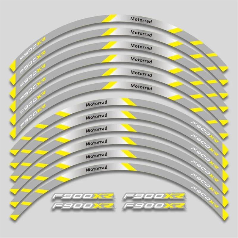 ZWBHNB Felgenrandaufkleber Motorrad-Felgenaufkleber, Felgen-Nabenstreifen, Wasserdicht, Dekorative Reifenaufkleber, Klebeband-Set, Zubehör Für BMW F900XR F900 F 900 XR Radaufkleber(Farbe 12) von ZWBHNB