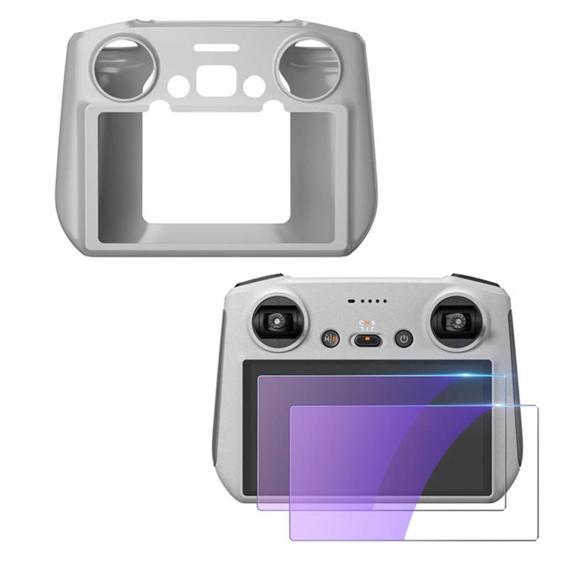 ZWLLKJGS RC Silicon Cover Case+Screen Protector Filme für DJI Mini 3/Mini 3 Pro/Air 2S/Mavic 3 Smart Remote Controller (Grau) von ZWLLKJGS