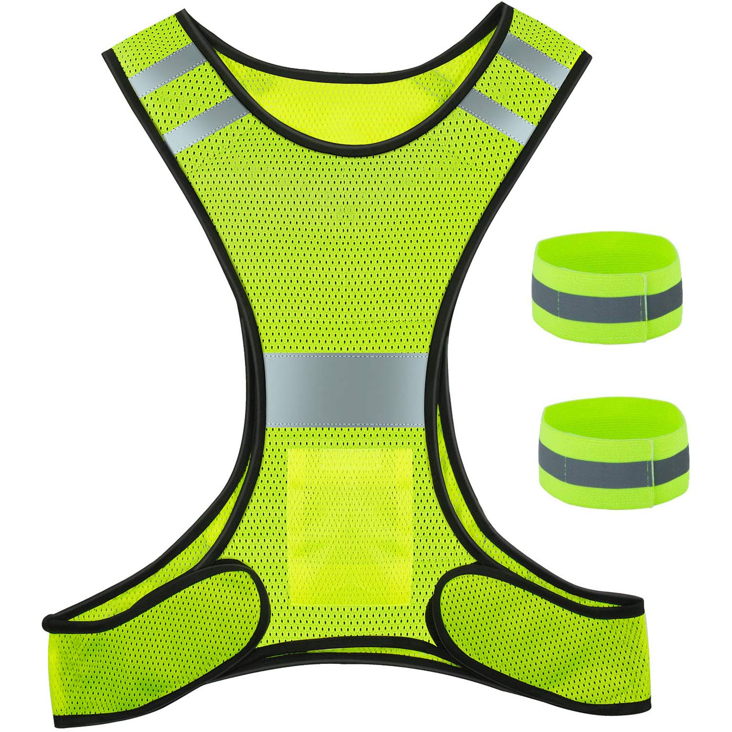 ZWOOS Reflektierende Weste und Armband, Hohe Sichtbarkeit Einstellbar Reflektoren für Laufen, Radfahren und Joggen von ZWOOS