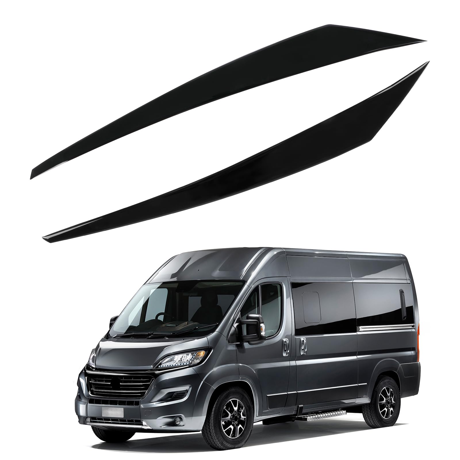 1 Paar Scheinwerfer Augenbrauen Ersatz für Fiat Ducato/Peugeot Boxer/Citroen Relay 2014-2024, Scheinwerfer Augenlid Augenbrauenabdeckung, Scheinwerfer Augenlid Aufkleber von ZWPARTS