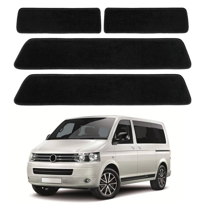 4 Stück Teppiche Fußmatten Ersatz für VW T5 T6, Fußmatte Einstieg, Strapazierfähige Eingangstürmatte Wohnwagenmatte Eingang für 2 Schiebetüren von ZWPARTS