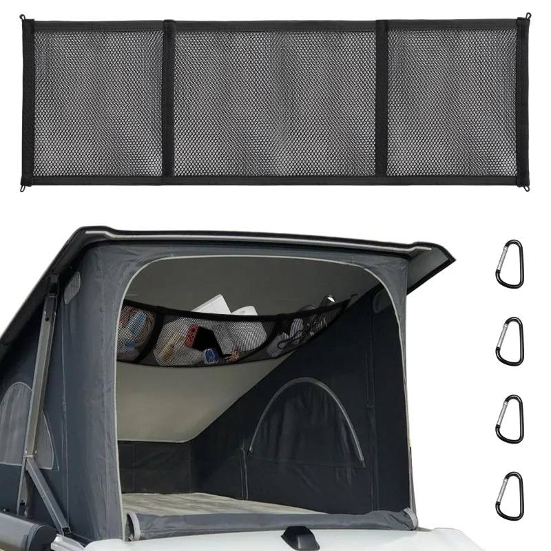 Aufbewahrungs Netz Ersatz für VW T5 T6 California, Elastisches Nylon Dachzeltnetz Gepäcknetz Kofferraumnetz mit 4 Haken von ZWPARTS