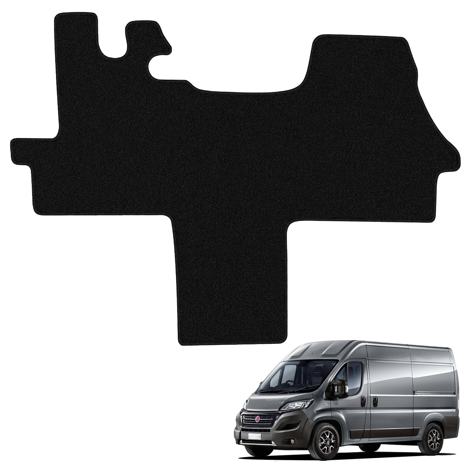 Auto Fußmatten Ersatz für FIAT Ducato/Peugeot Boxer/Citroen Jumper 2006-2024, Premium Fussmatten Sitz Vorn Classic Schwarz Auto Teppiche Passform von ZWPARTS