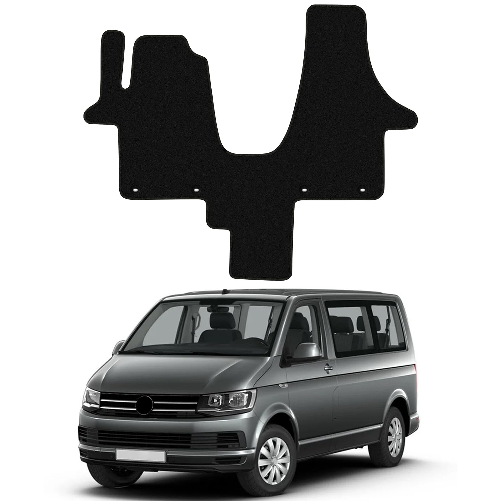 Auto Fußmatten Ersatz für VW T5 Multivan Bus Caravalle 2 Sitzer 2003-2015, Premium Fussmatten Sitz Vorn Classic Schwarz Auto Teppiche Passform von ZWPARTS