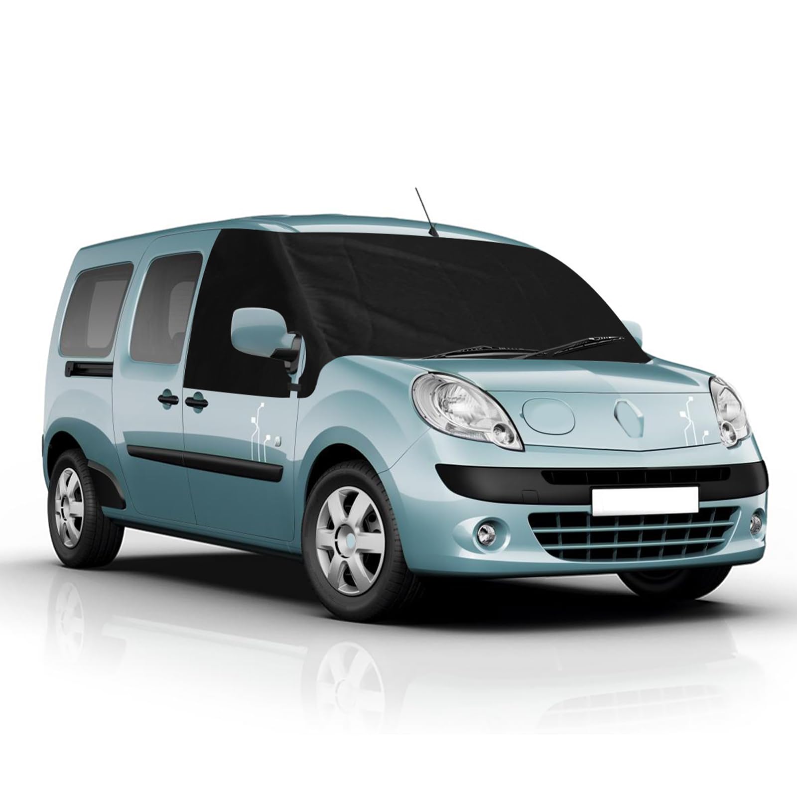 Auto Windschutzscheiben Abdeckung Ersatz für Renault Kangoo 2 X61 2007-2021, 600D Luxus Frontscheiben Sonnenschutz, 100% Verdunkelnd, Blockiert UV Strahlen, Wetterfeste Frontscheibe Wrap Cover von ZWPARTS