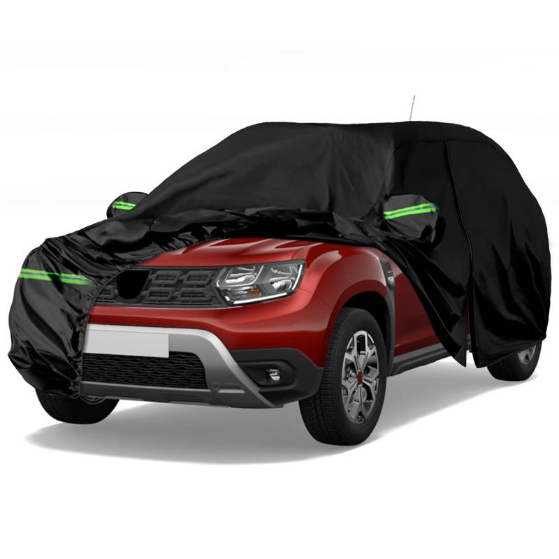 Autoabdeckung Passend für Dacia Duster 2010-2024, wasserdichte Vollgarage Autoplane mit Reißverschlusstür für Schnee, Regen, Allwetterschutz von ZWPARTS