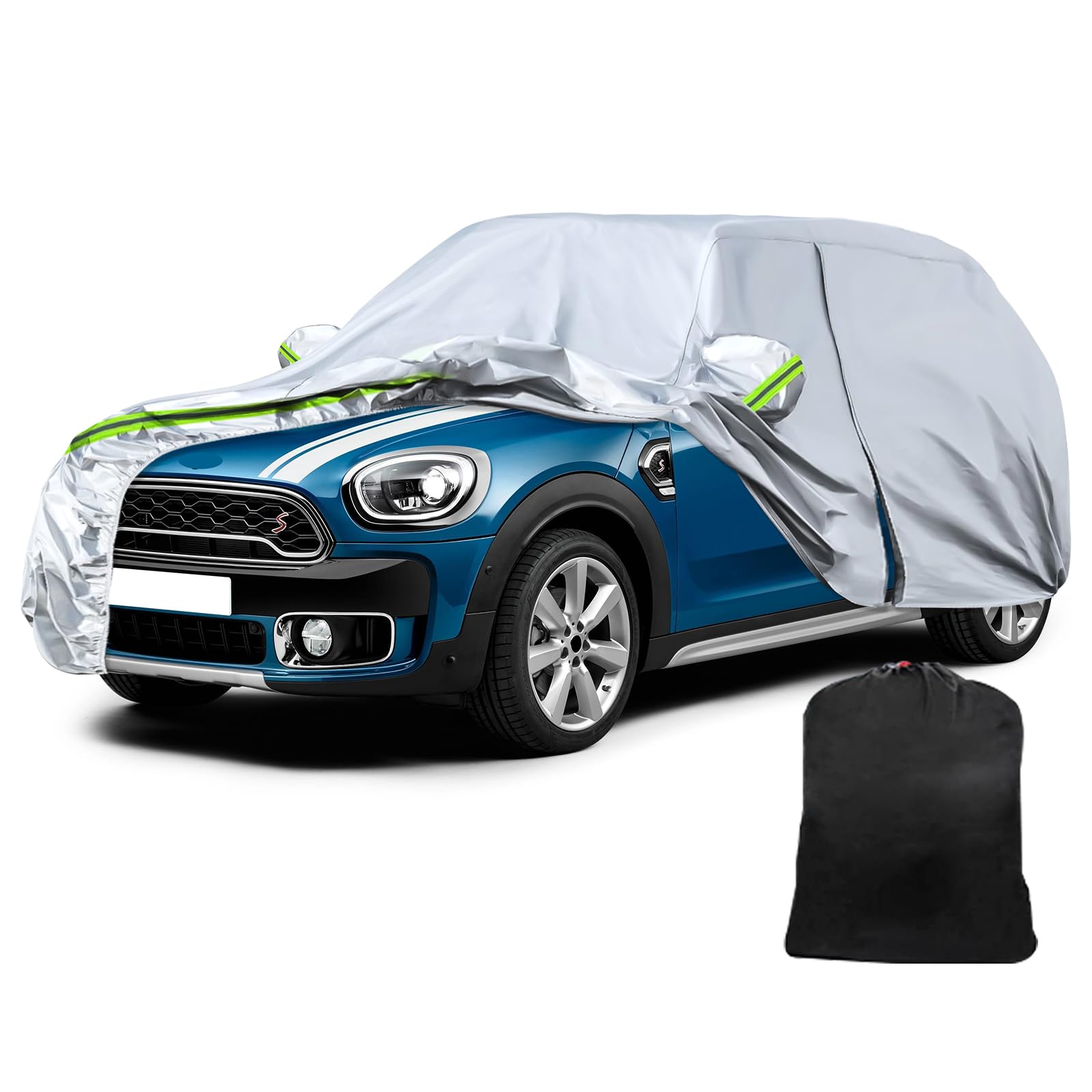 Autoabdeckung Passend für Mini Countryman F60(2017-2024), wasserdichte Vollgarage Autoplane mit Reißverschlusstür für Schnee, Regen, Allwetterschutz von ZWPARTS