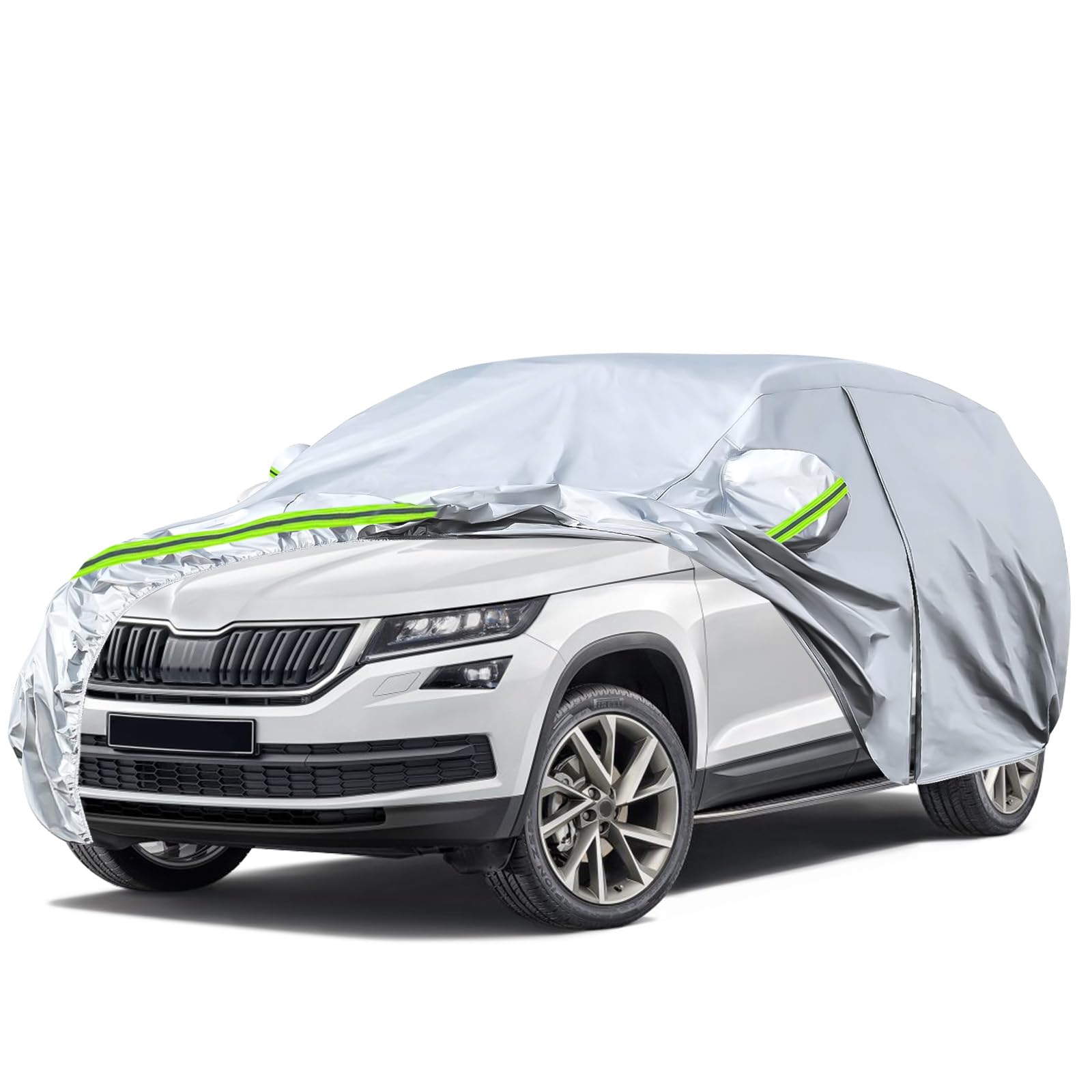 Autoabdeckung Passend für Skoda Kodiaq 2016-2024, wasserdichte Vollgarage Autoplane mit Reißverschlusstür für Schnee, Regen, Allwetterschutz von ZWPARTS