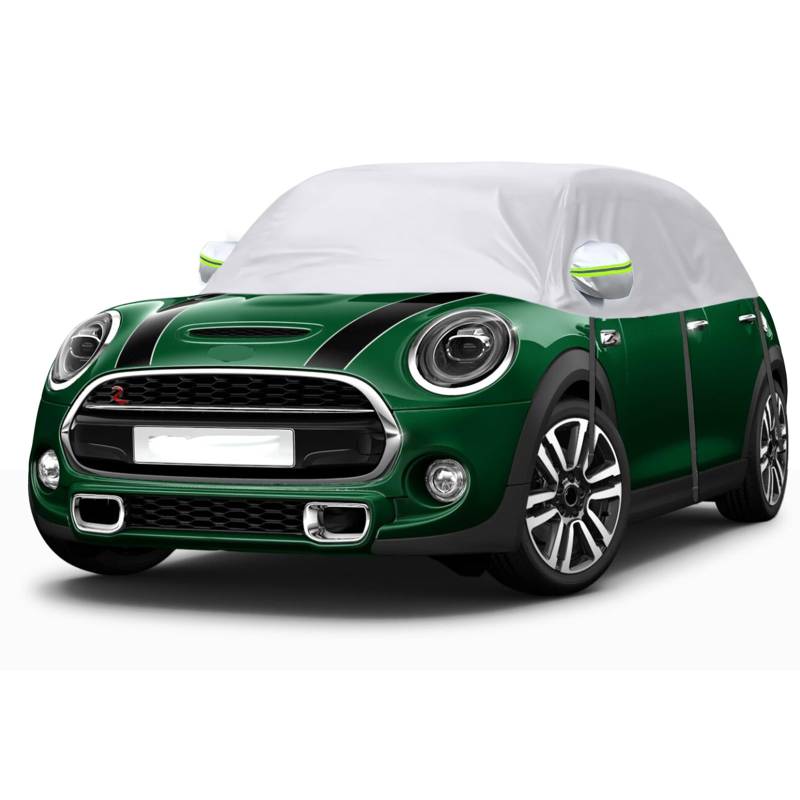 Autoabdeckung Wasserdicht Ersatz für Mini Cooper 3 Door 2000-2024, Sonnenfest Hälfte Autoabdeckung, Halbgarage UV Beständige Halbe Auto Abdeckplane Staubdicht Schneefest Outdoor Indoor von ZWPARTS