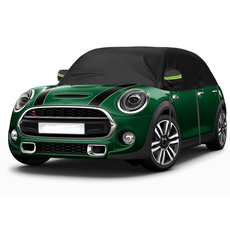 Autoabdeckung Wasserdicht Ersatz für Mini Cooper 3 Door 2000-2024, Sonnenfest Hälfte Autoabdeckung, Halbgarage UV Beständige Halbe Auto Abdeckplane Staubdicht Schneefest Outdoor Indoor von ZWPARTS