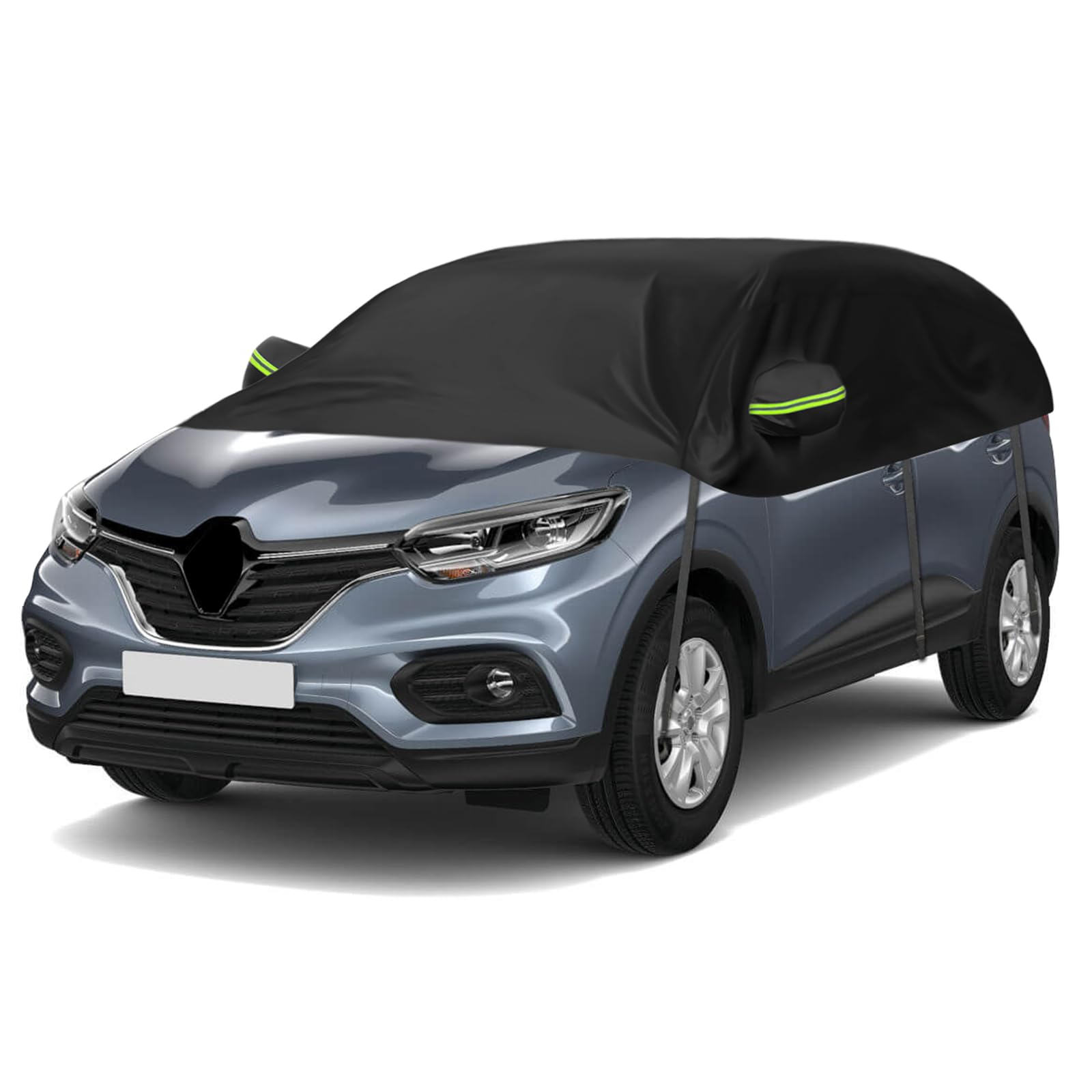 Autoabdeckung Wasserdicht Ersatz für Renault Kadjar 2015-2022, Sonnenfest Hälfte Autoabdeckung, Halbgarage UV Beständige Halbe Auto Abdeckplane Staubdicht Schneefest Outdoor Indoor von ZWPARTS