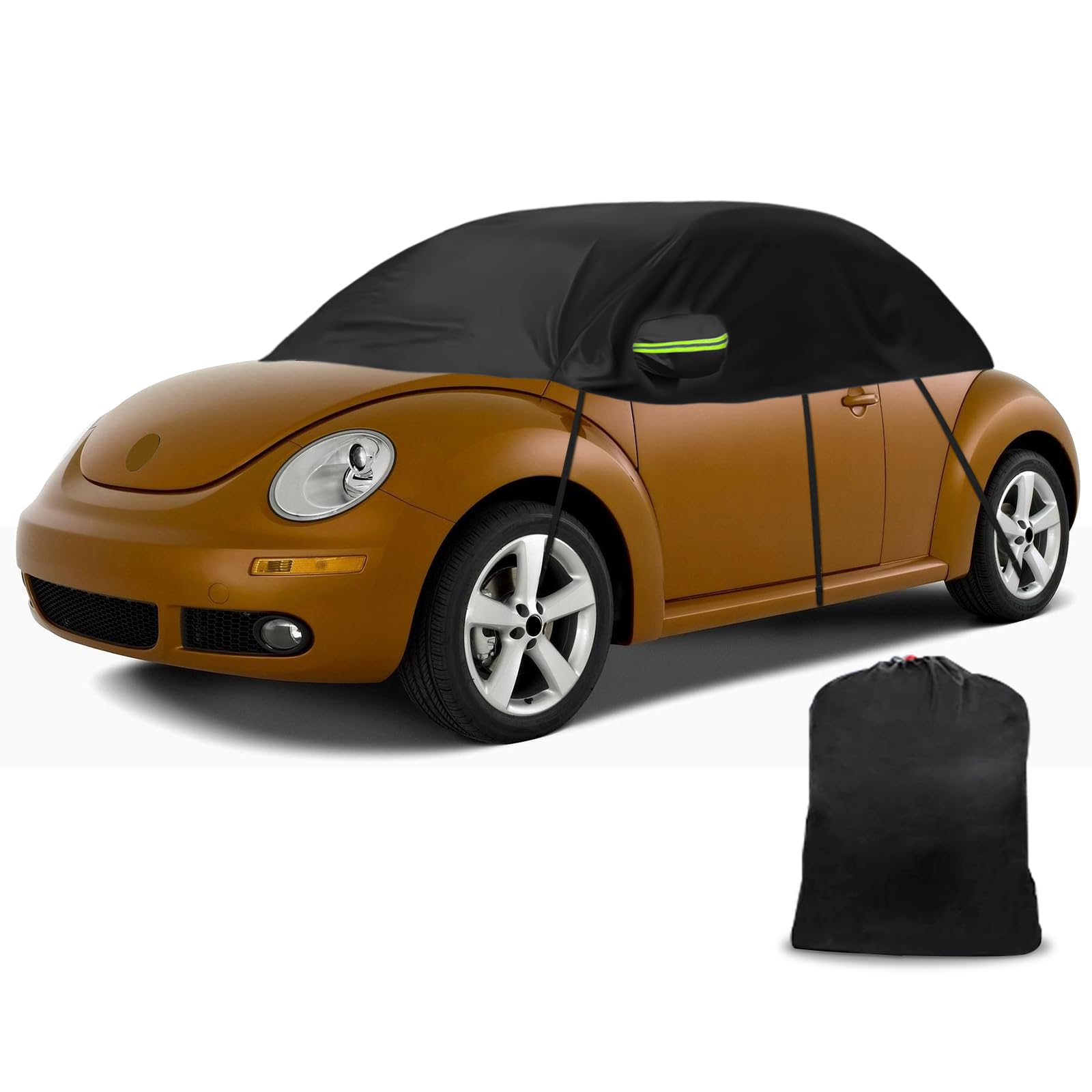 Autoabdeckung Wasserdicht Ersatz für VW Beetle 1998-2019, Sonnenfest Hälfte Autoabdeckung, Halbgarage UV Beständige Halbe Auto Abdeckplane Staubdicht Schneefest Outdoor Indoor von ZWPARTS