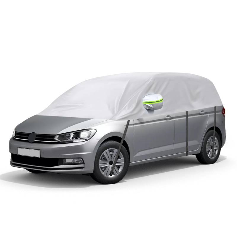 Autoabdeckung Wasserdicht Ersatz für VW Touran 2015-2024, Sonnenfest Hälfte Autoabdeckung, Halbgarage UV Beständige Halbe Auto Abdeckplane Staubdicht Schneefest Outdoor Indoor von ZWPARTS