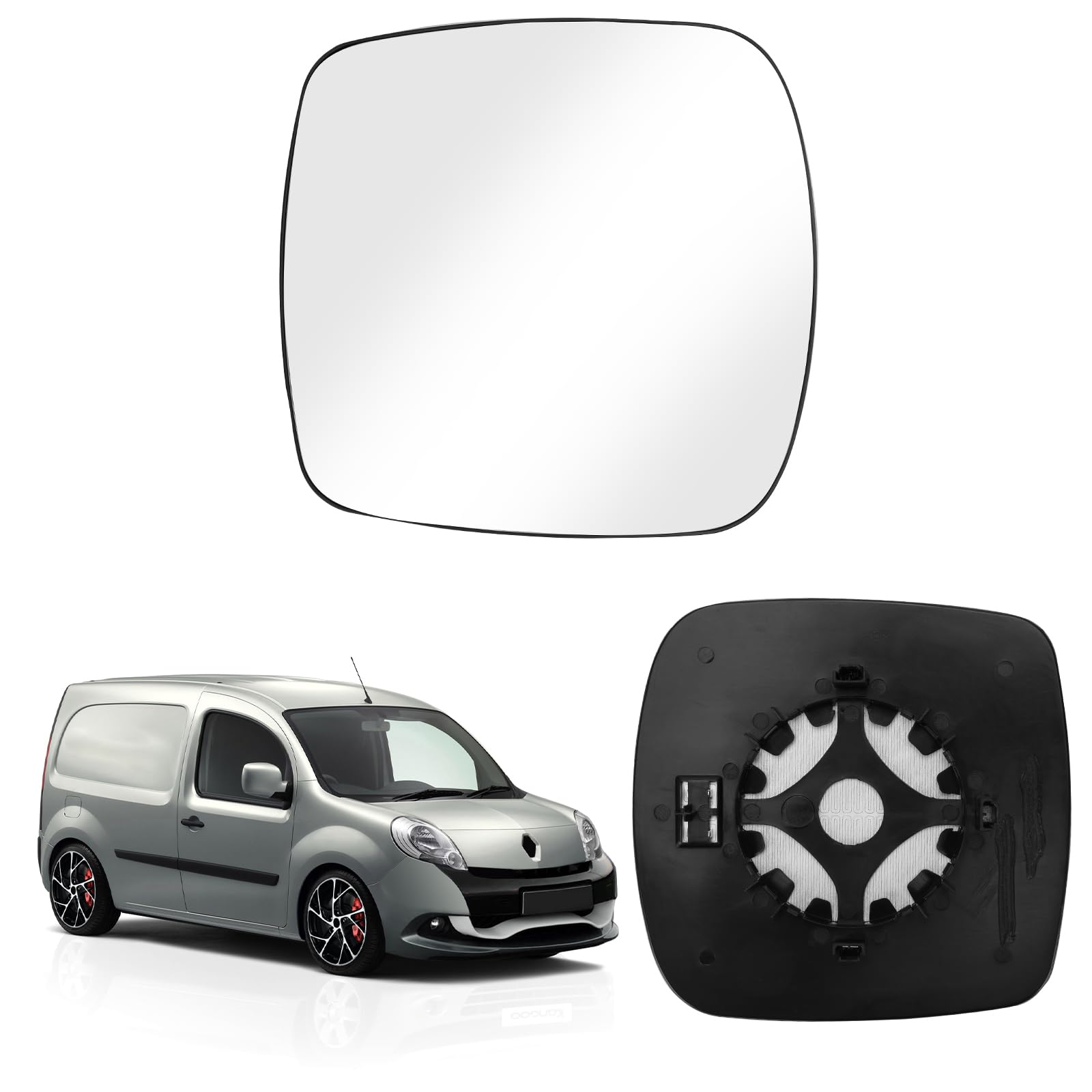 Rückspiegelglas Ersatz für Renault Kangoo II 2007–2012, Beheizter Außenrückspiegel, Sphärisches Rückspiegelglas Links oder Rechts (Rechts) von ZWPARTS