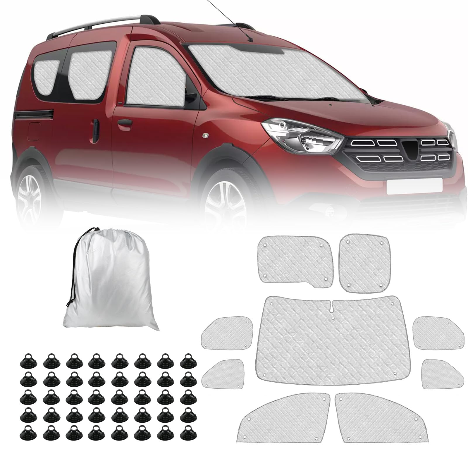 Sonnenschutz Auto Frontscheibe Ersatz für Dacia Dokker 2015-2025, 9 STK Faltbarer Sonnenschutz für Auto Innenabdeckung, Internes Thermomatte Set mit Aufbewahrungstasche, Ihr Fahrzeug Kühler Halten Sonnenschutz Auto Frontscheibe Ersatz für Dacia Dokker 2015-2025, 9 STK Faltbarer Sonnenschutz für Auto Innenabdeckung, Internes Thermomatte Set mit Aufbewahrungstasche, Ihr Fahrzeug Kühler Halten von ZWPARTS