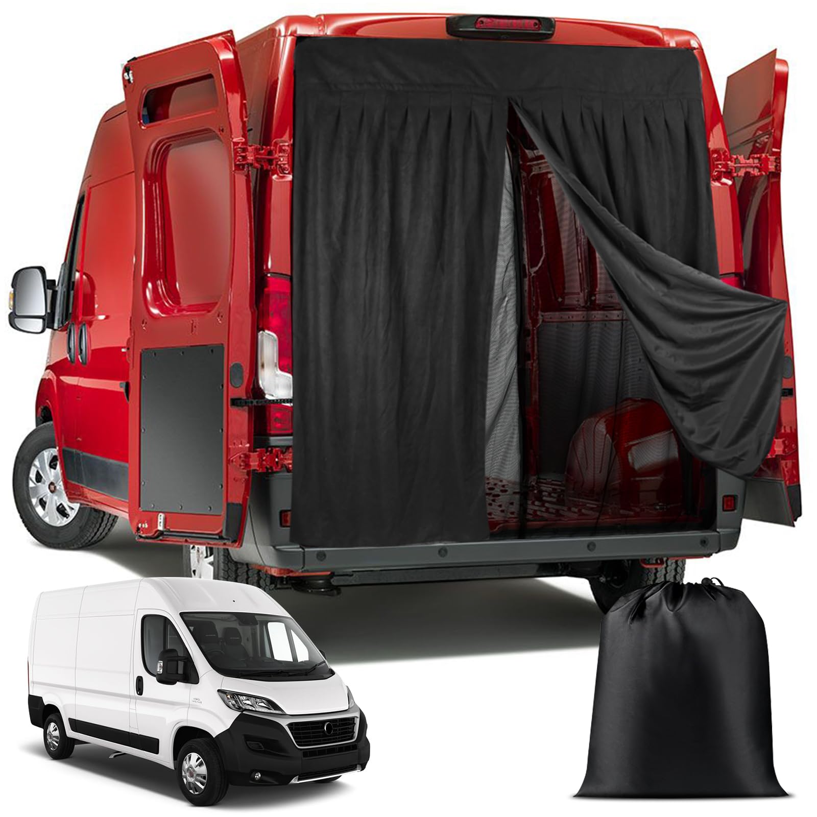 ZWPARTS Magnetischer Van Insektenschutz Maßgeschneidert für 2006-2024 FIAT Ducato/Peugeot Boxer/Citroen Relay X250/X290 H2/H3 and L2 L3 L4, Zweischichtig Auto Insektennetz Moskitonetze für Heckklappe von ZWPARTS