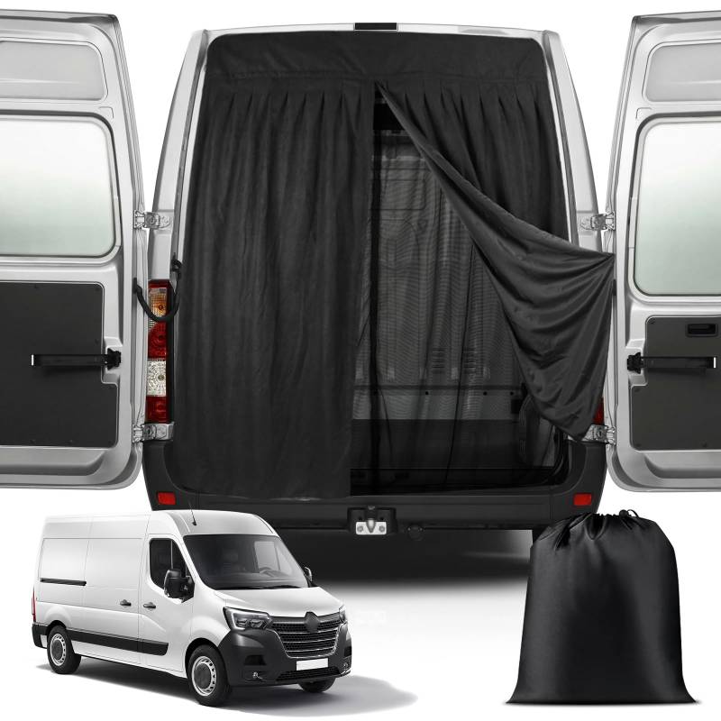 ZWPARTS Magnetischer Van Insektenschutz Maßgeschneidert für 2010-2024 Renault Master H1/H2/H3 and L1/L2/L3, Zweischichtig Auto Insektennetz Moskitonetze für Heckklappe, Reißverschluss in Mitte von ZWPARTS