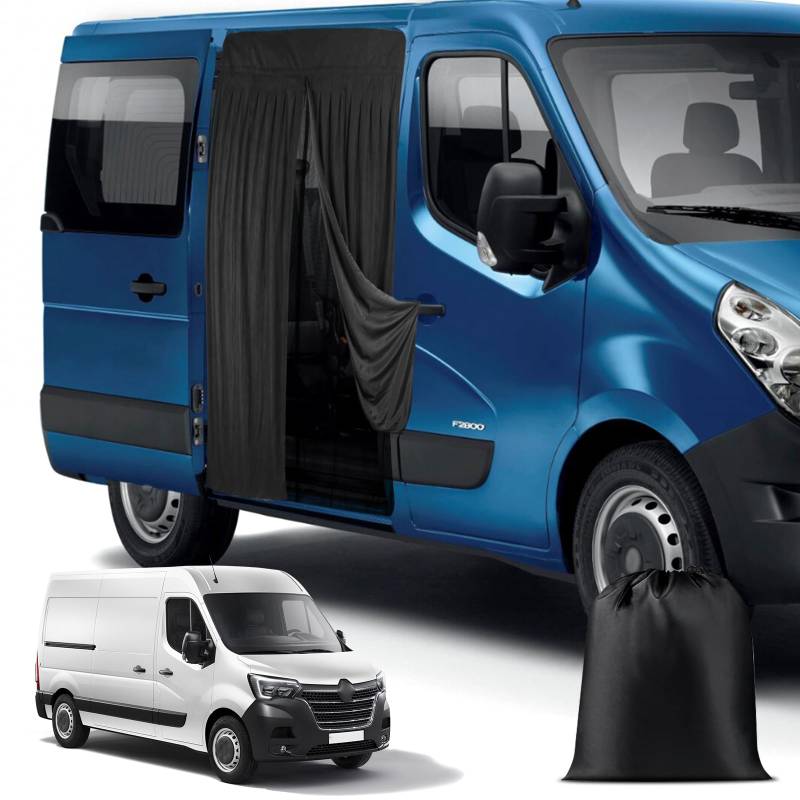 ZWPARTS Magnetischer Van Insektenschutz Maßgeschneidert für 2010-2024 Renault Master H1/H2/H3 and L1/L2/L3, Zweischichtig Auto Insektennetz Moskitonetze für Schiebetür, Reißverschluss in Mitte von ZWPARTS