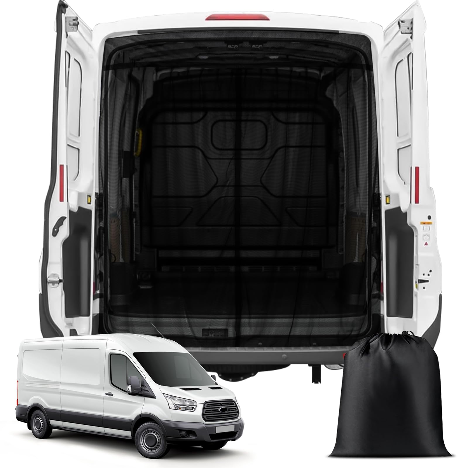 ZWPARTS Magnetischer Van Insektenschutz Maßgeschneidert für 2014-2024 Ford Transit MK6 MK7 MK8 MK9 250/350/350HD High Roof 148WB and 178WB Heckklappe, Auto Insektennetz Moskitonetze für Heckklappe von ZWPARTS