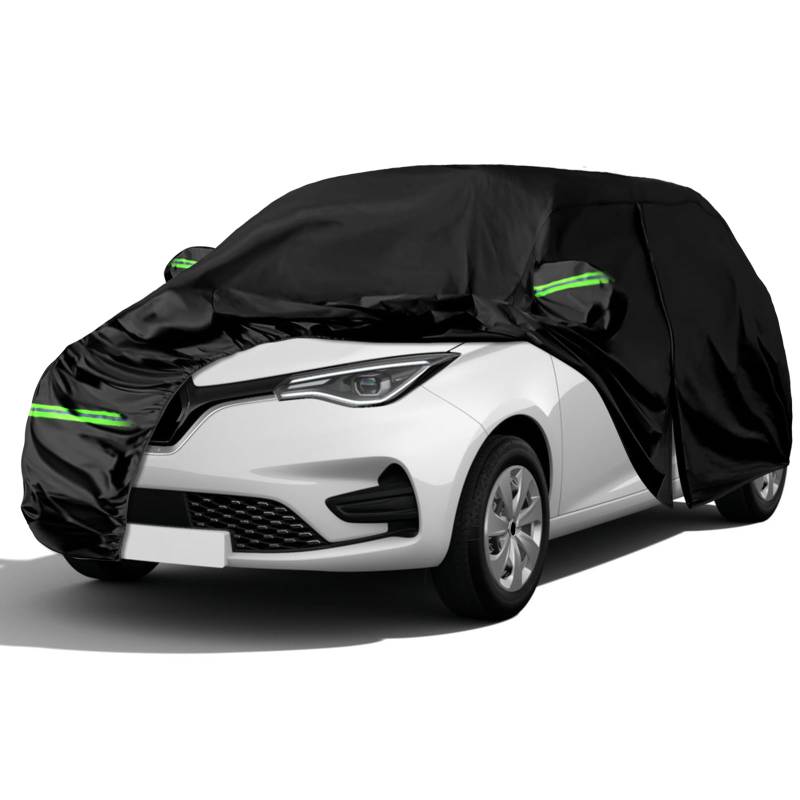 Autoabdeckung Passend für Renault Zoe 2012-2024, wasserdichte Vollgarage Autoplane mit Reißverschlusstür für Schnee, Regen, Allwetterschutz von ZWPARTS