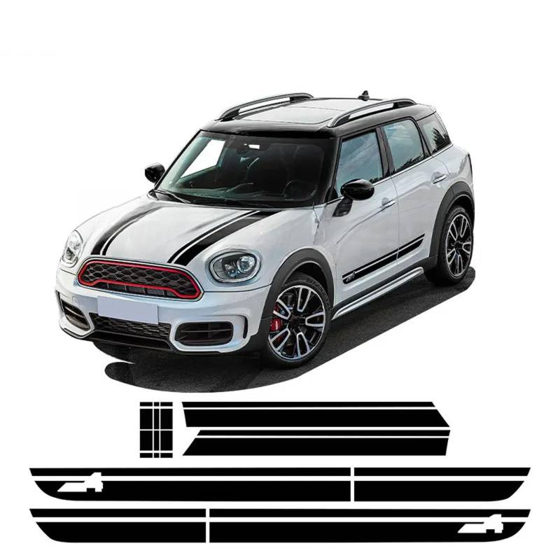 ZWRKB Autotür Seitenstreifen Aufkleber Vinyl Autohaube, passend für Mini Countryman F60 ALL4 JCW 2017-ON 2022 2023 von ZWRKB