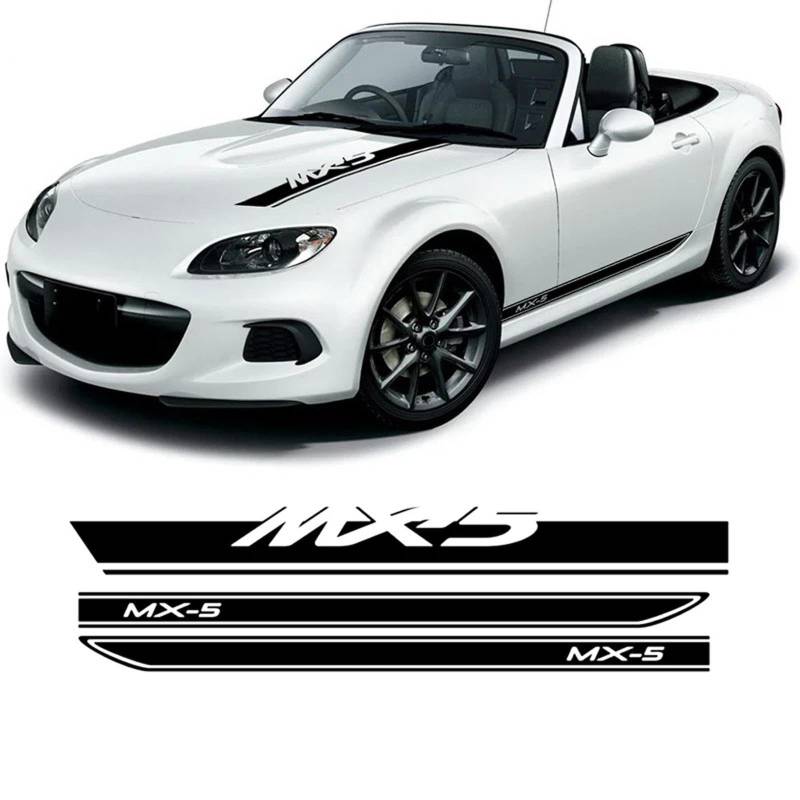 ZWRKB Racing Hood Side Stripe Body Aufkleber, passend für Mazda MX5 NA NB NC ND Zubehör von ZWRKB