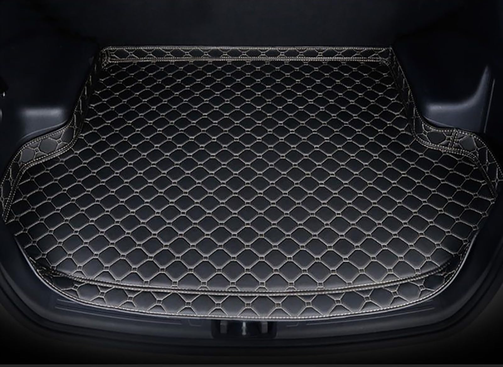 Auto Leder Kofferraummatte Für Volvo S60 2011-2017, Allwetter Hohe Seite Wasserdicht Kratzfest Kofferraumwanne Cargo Teppich Schutzmatte Innenraum ZubehöR,C/Black-Beige von ZXAJDWNU