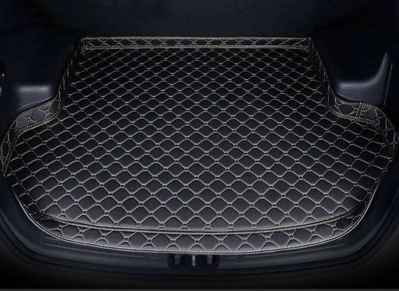 Auto Leder Kofferraummatte Für Volvo XC90 II 7-Seat 2015-2022, Allwetter Hohe Seite Wasserdicht Kratzfest Kofferraumwanne Cargo Teppich Schutzmatte Innenraum ZubehöR,C/Black-Beige von ZXAJDWNU