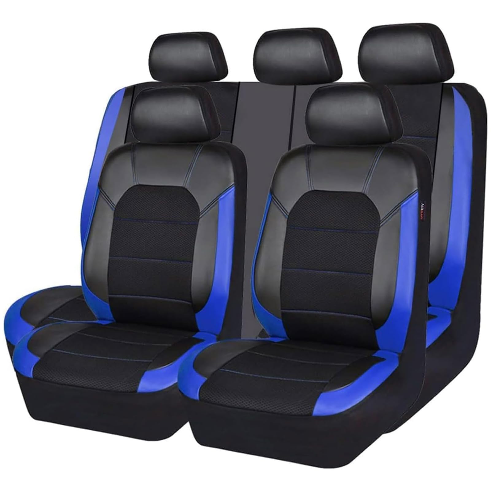 ZXAJDWNU Auto Leder Sitzbezüge Sets Für Acura RLX 2000-2023, 5 Sitze Allwetter Vorne Und Hinten Komfortabler Atmungsaktiv Sitzbezüge Sitzschoner Innenraum Zubehör,D/Blue von ZXAJDWNU