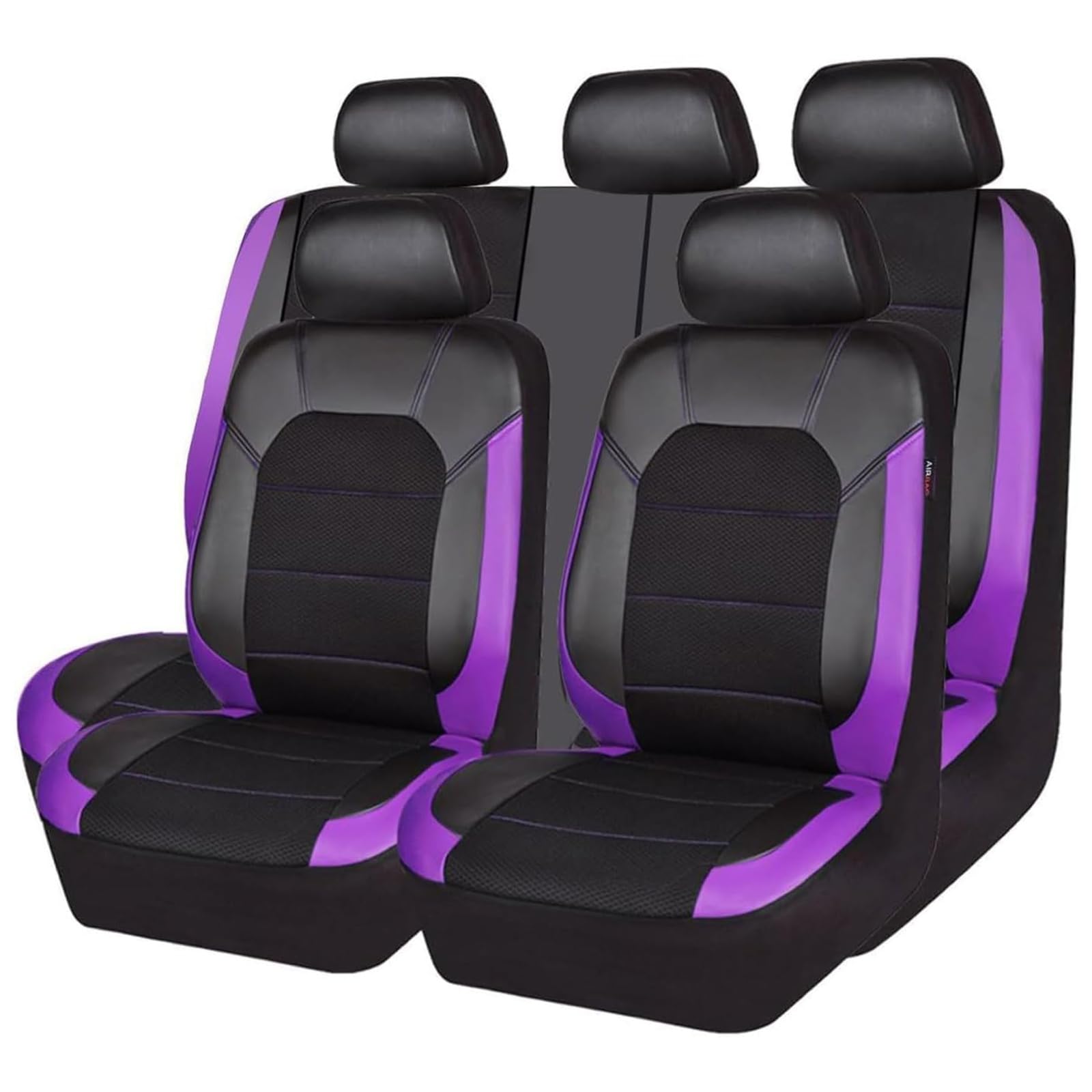 ZXAJDWNU Auto Leder Sitzbezüge Sets Für Nissan Qashqai 3.Gen (J12) 2021 2022 2023, 5 Sitze Allwetter Vorne Und Hinten Komfortabler Atmungsaktiv Sitzbezüge Sitzschoner Innenraum Zubehör,E/Purple von ZXAJDWNU