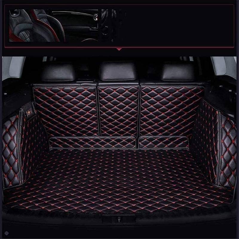 Auto Leder Kofferraummatte für BMW X1 U11 Hybrid iX1 U11 EV 2022 2023 2024, Vollabdeckung Kofferraumwannen rutschfest Kofferraum Schutzmatte Zubehör,Black-red von ZXBL