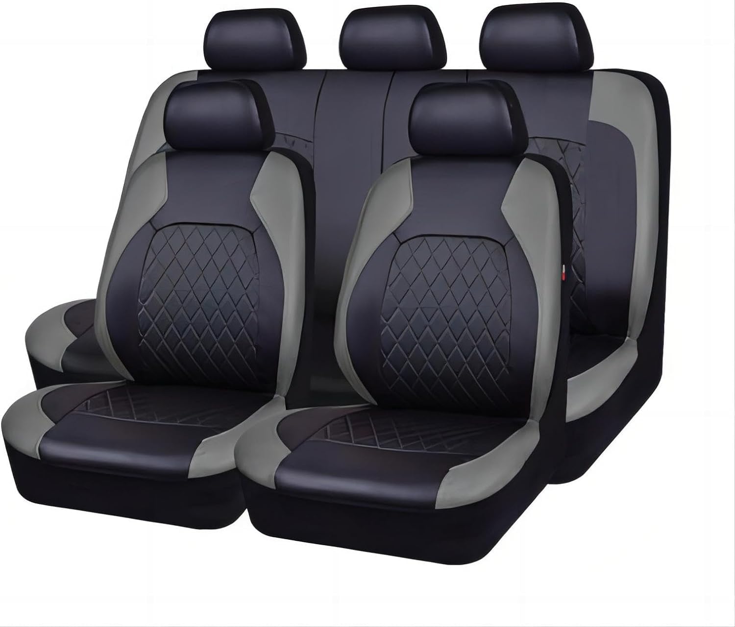 ZXBL 9-teiliges Autositzbezüge-Komplettset für Skoda Yeti 2009-2013 -5-Sitzer, Ledersitz- und Kopfstützenbezüge, Seitenairbag-kompatibel,B-Grey von ZXBL