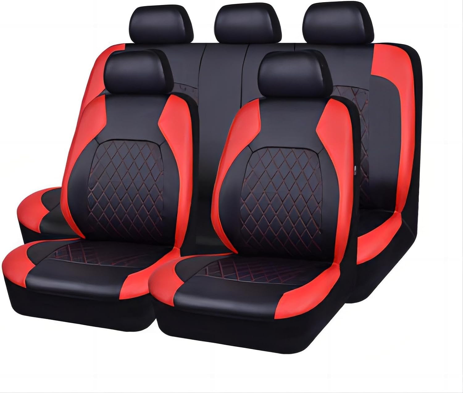 ZXBL 9-teiliges Autositzbezüge-Komplettset für Skoda Yeti 2009-2013 -5-Sitzer, Ledersitz- und Kopfstützenbezüge, Seitenairbag-kompatibel,C-Red von ZXBL