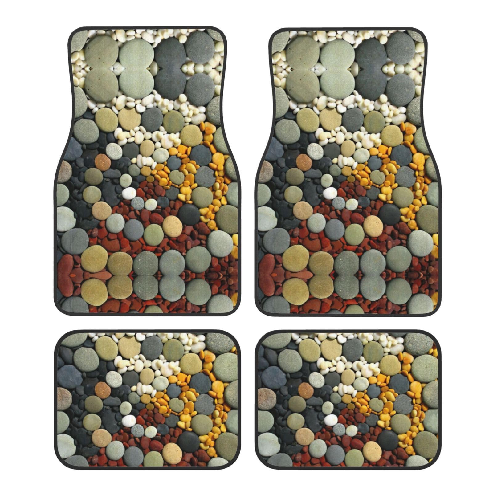 Automatten mit Kreis-Pflasterstein-Druck, universelles Fußmatten-Set, komplettes Set mit vier Automatten für SUV, LKW und Autos von ZXERTG