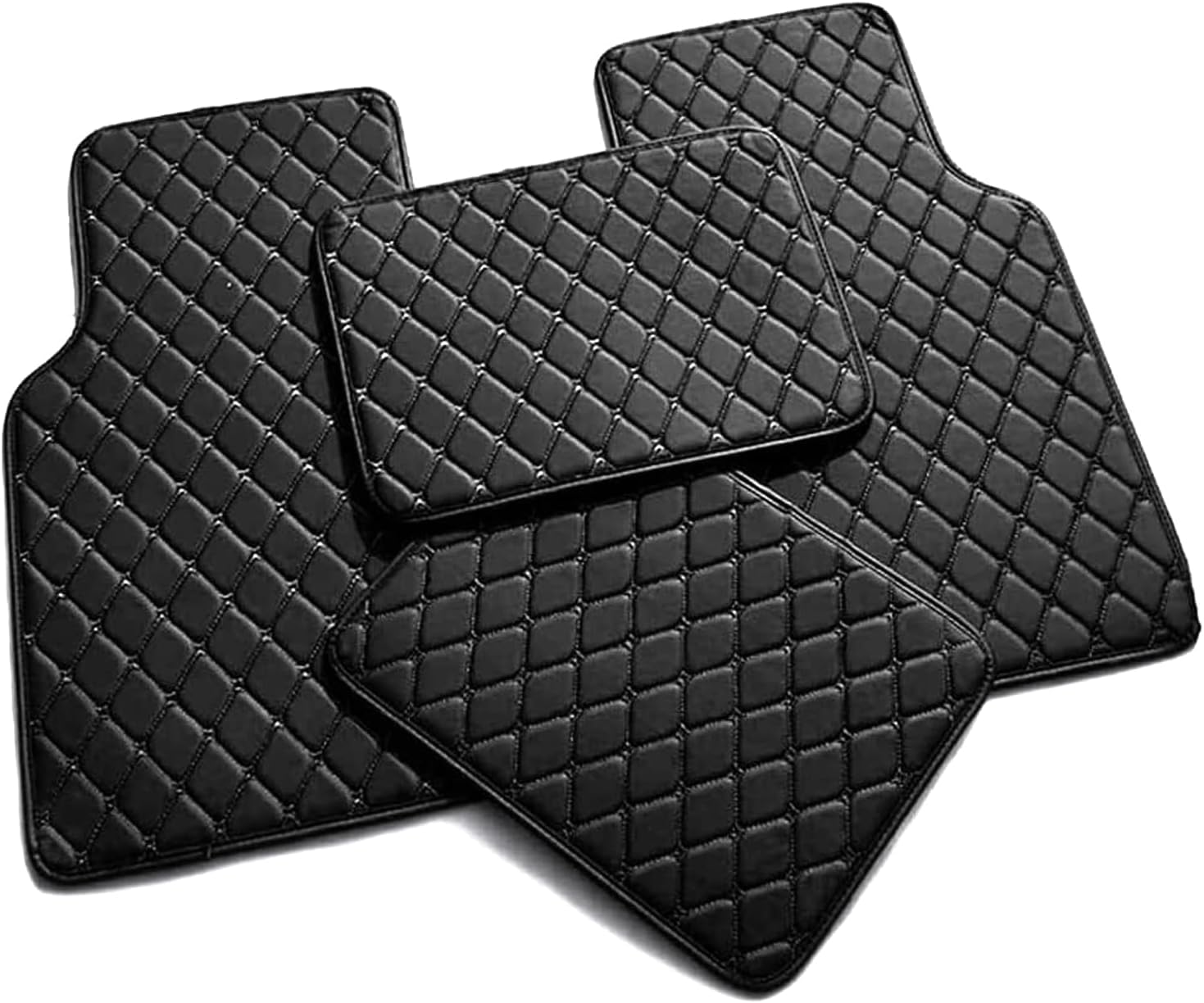 Auto Fußmatten für Audi Q7 (7seats 2015-22023,PU-Leder Allwetter wasserdichte rutschfeste Auto Fussmatten Set Accessories,A/Black von ZXHHXEB