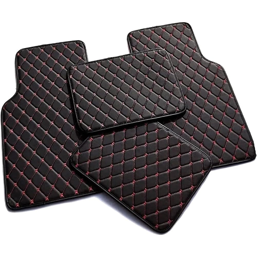 Auto Fußmatten für Toyota Camry 2012-2017,PU-Leder Allwetter wasserdichte rutschfeste Auto Fussmatten Set Accessories,C/Black-red von ZXHHXEB