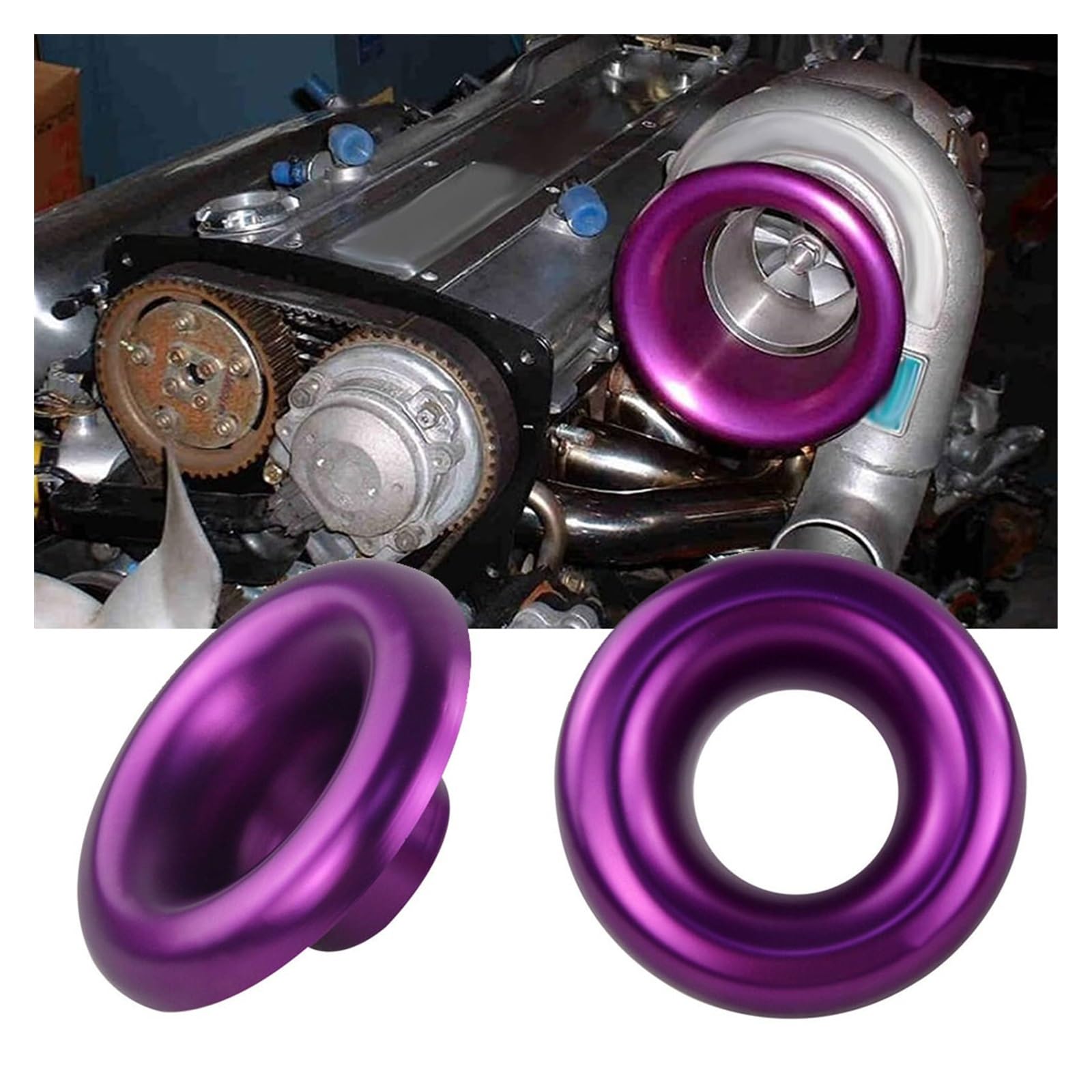 4 Zoll kurzer Kaltluftkompressor/Einlass-Einlass-Geschwindigkeitsstapel/Turbo-Horn-Kit Windbecherhorn (Color : 4inch Purple) von ZXHNB